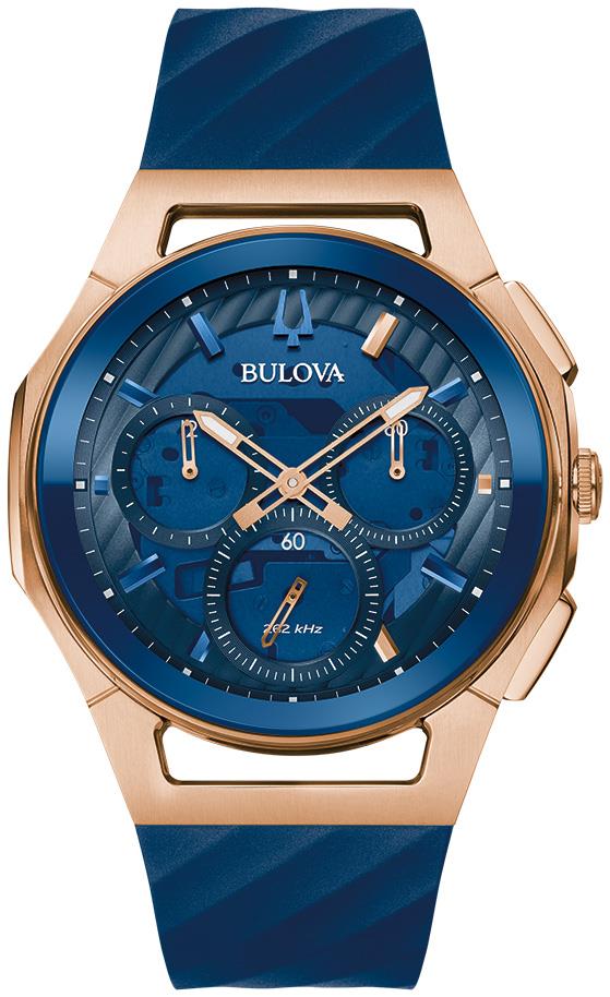 Men's CURV Marc Anthony Chronograph Blue EPDM Rubber Strap Watch, Blue Dial