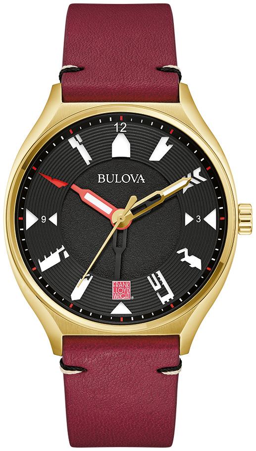 Men's Frank Lloyd Wright Leather Strap watch, Black dial