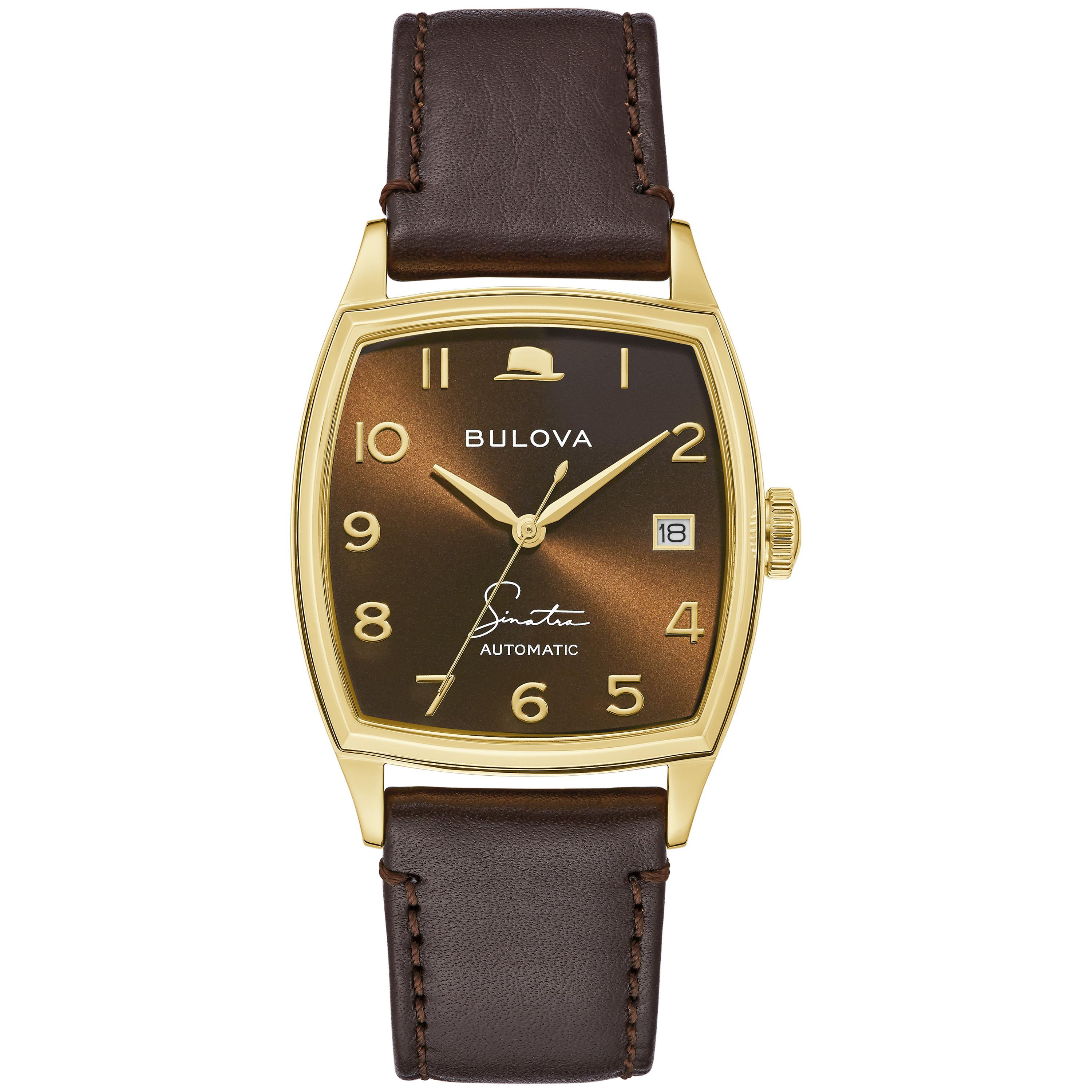 Unisex Young At Heart Automatic Brown Leather Strap Watch Whiskey Dial