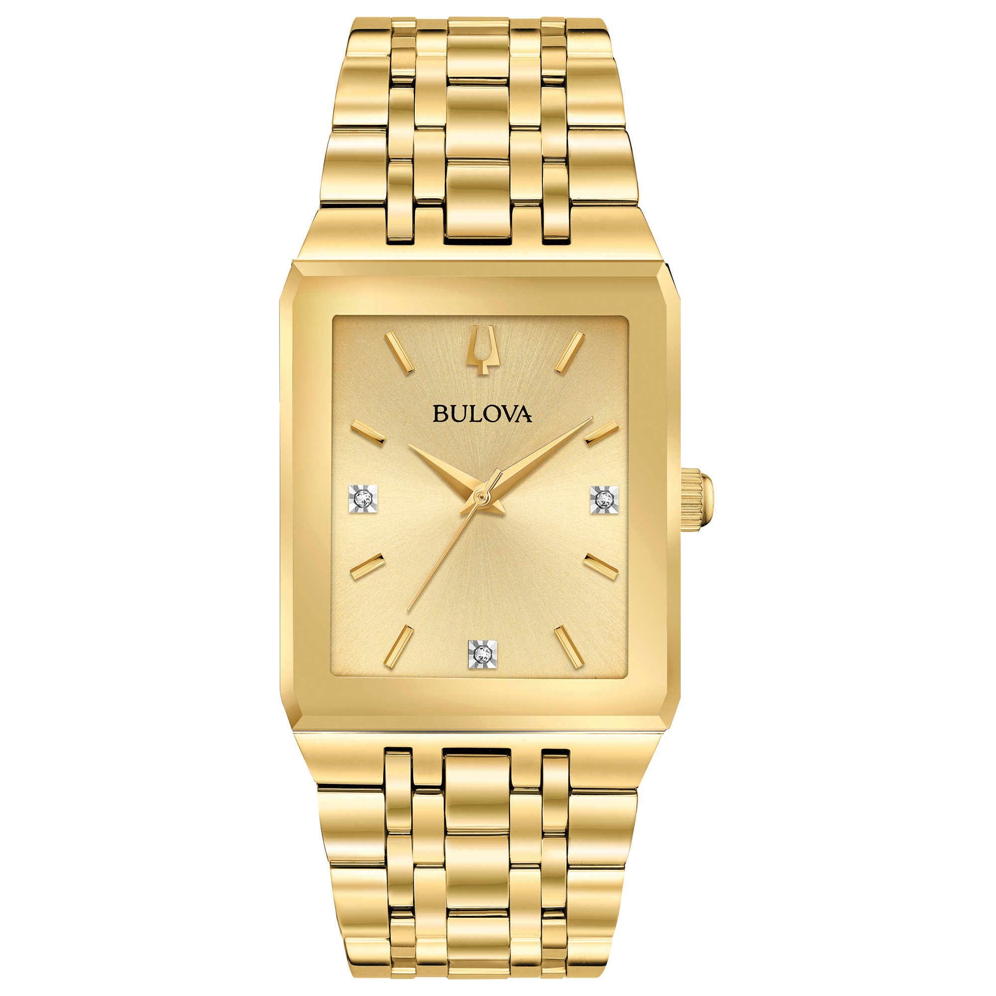 Men's Quadra Tank Style Watch, Gold-tone Stanless Steel with Champagne Dial