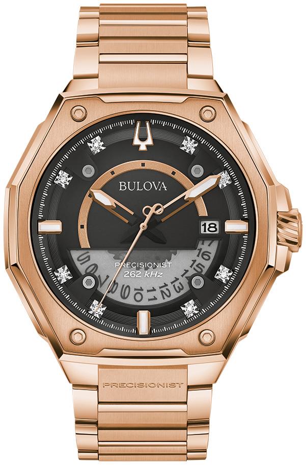 Men's Precisionist X Rose Gold-Tone Stainless Steel Bracelet Watch Black dial