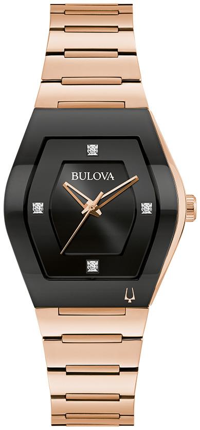 Ladies' Modern Gemini Rose Gold-Tone Stainless Steel Bracelet Watch Black dial