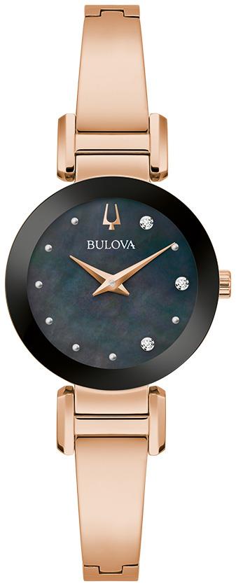 Ladies' Marc Anthony Modern Stainless Steel Bangle watch, Black MOP dial