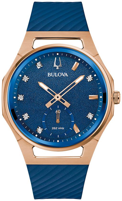 Ladies' CURV Marc Anthony Blue Silicone Strap Watch, Blue Dial