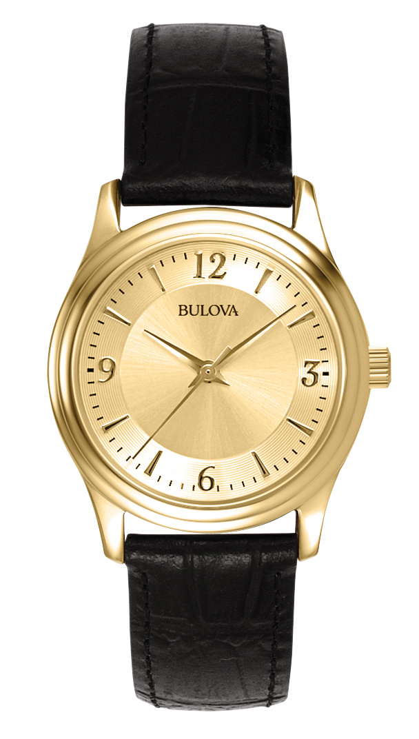 Ladies' Corporate Collection,  Black Leather Strap with Gold Dial