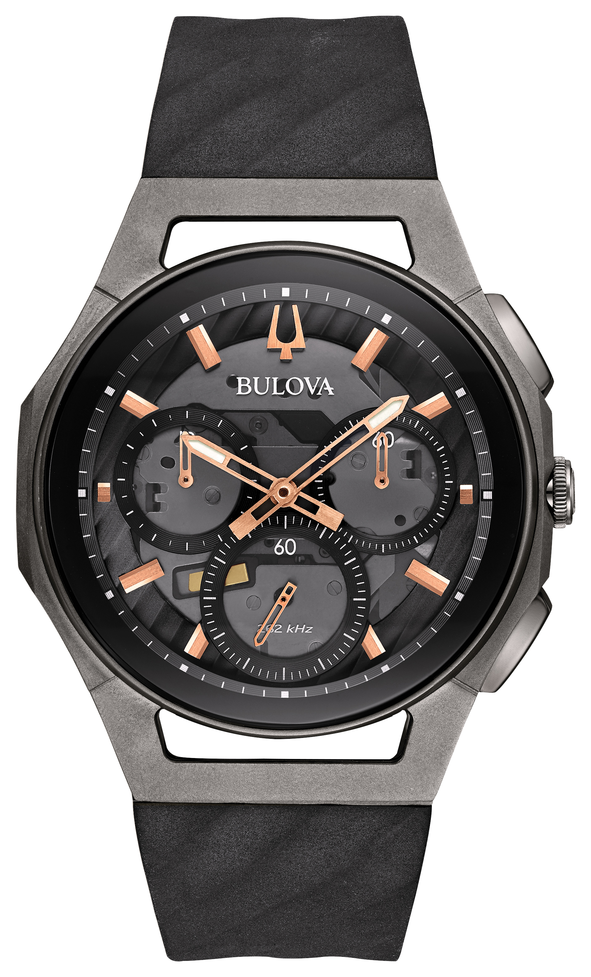 Men's CURV Collection Watch, Black Rubber Strap