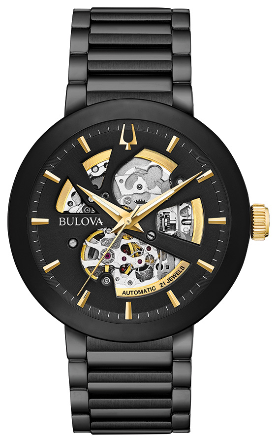 Men's Modern Collection Automatic Watch, Black Stainless Steel with Gold Accents