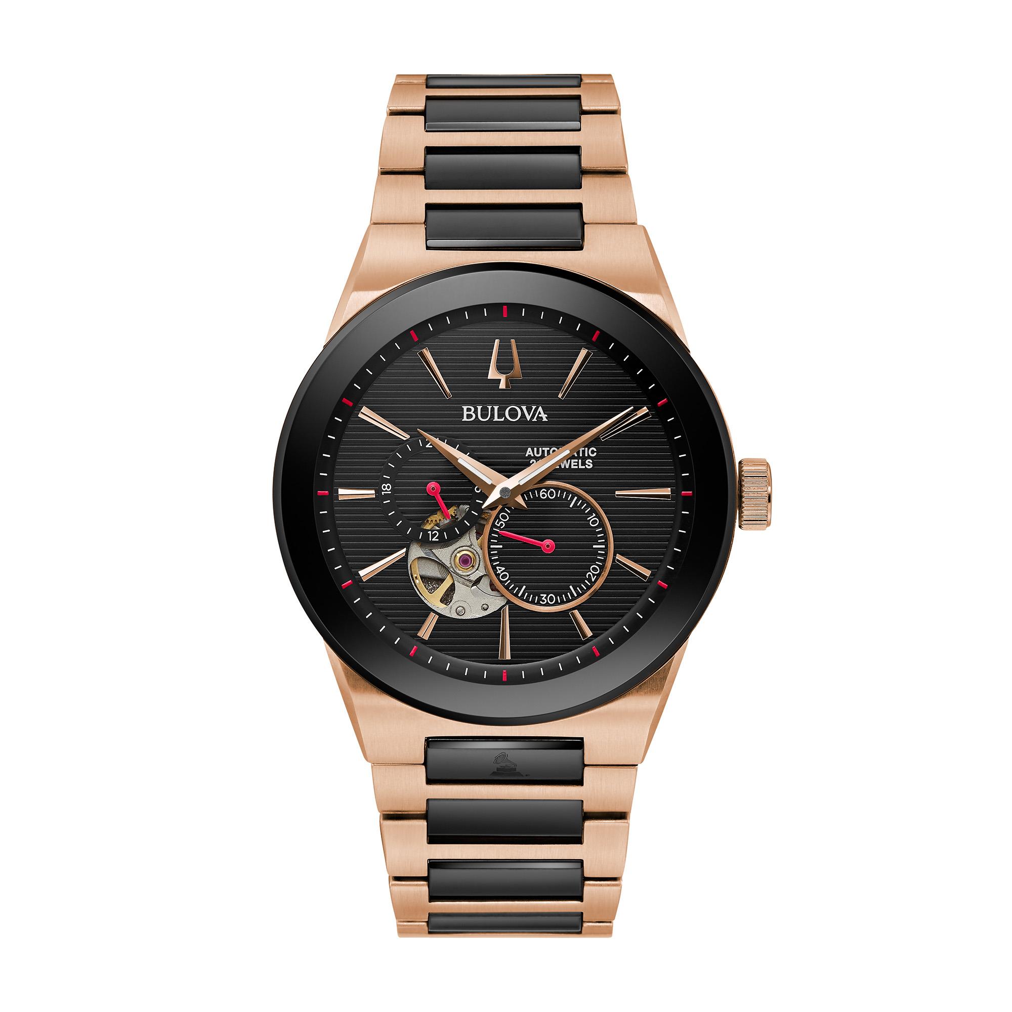 Men's Latin GRAMMY Automatic Watch, Rose Gold Bracelet and Black Dial