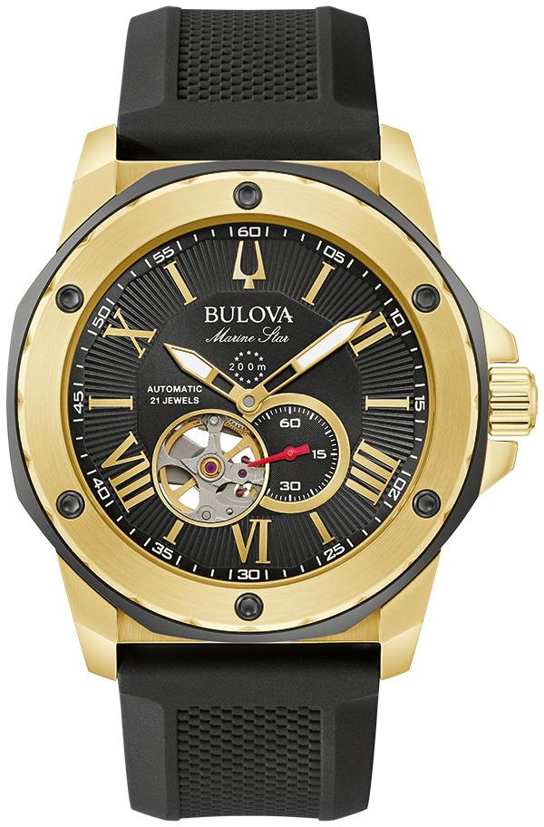 Men's Marine Star black silicone strap watch