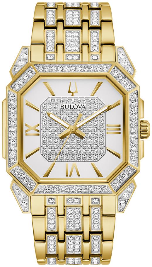 Men's Crystal Octava Gold-Tone Stainless Steel Bracelet Watch Silver-Tone dial