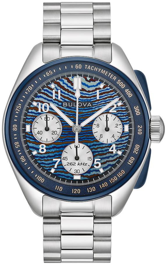 Men's Lunar Pilot Stainless Steel Bracelet watch, Blue dial