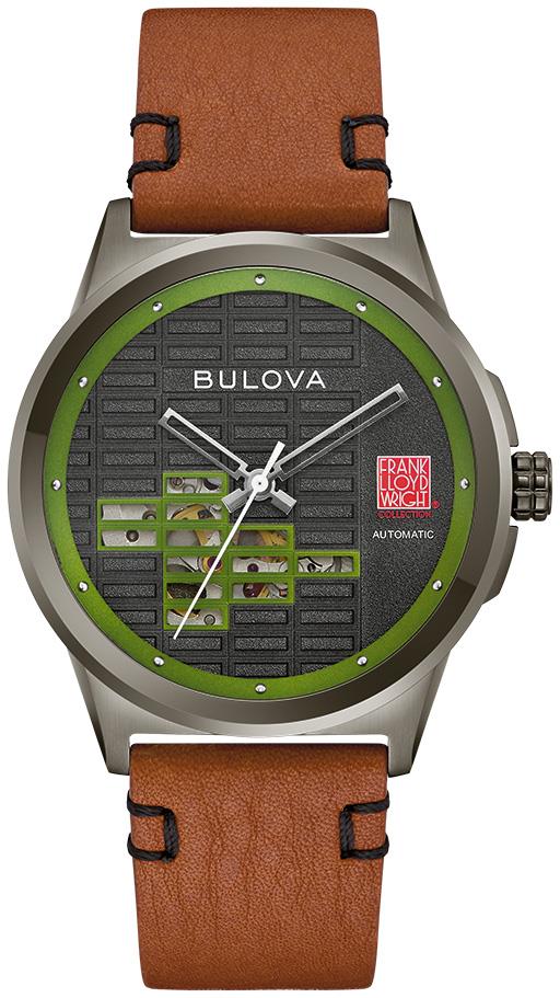 Men's Frank Lloyd Wright Leather Strap watch, Black dial