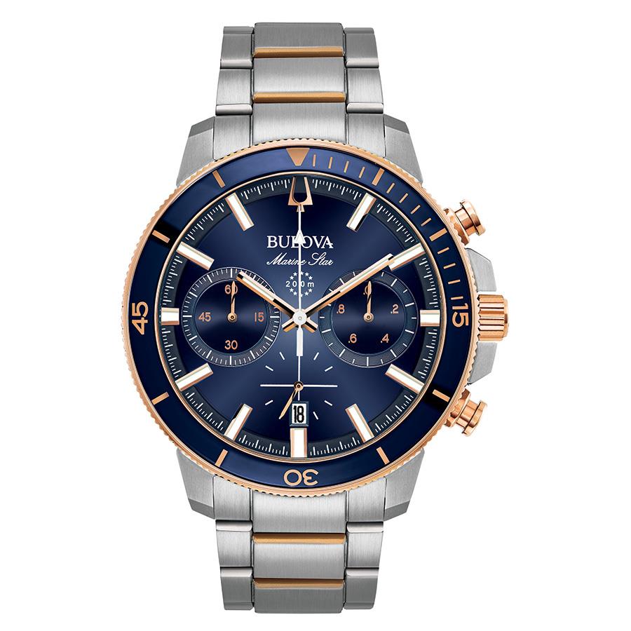 Men's Marine Star Watch, Two-tone Rose Gold with Blue Dial