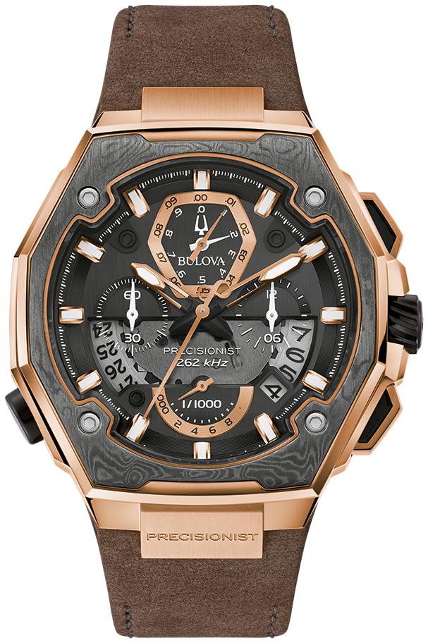 Men's Series X SE Precisionist Chronograph Brown Leather Strap Watch, Black Dial