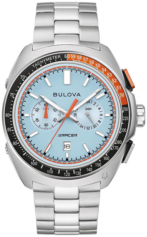 Men's Racer Stainless Steel Bracelet watch, Blue dial