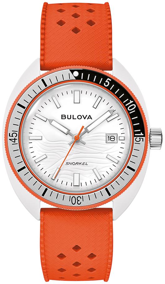 Mens Snorkel Clownfish Orange HNBR Rubber Strap Watch White Dial