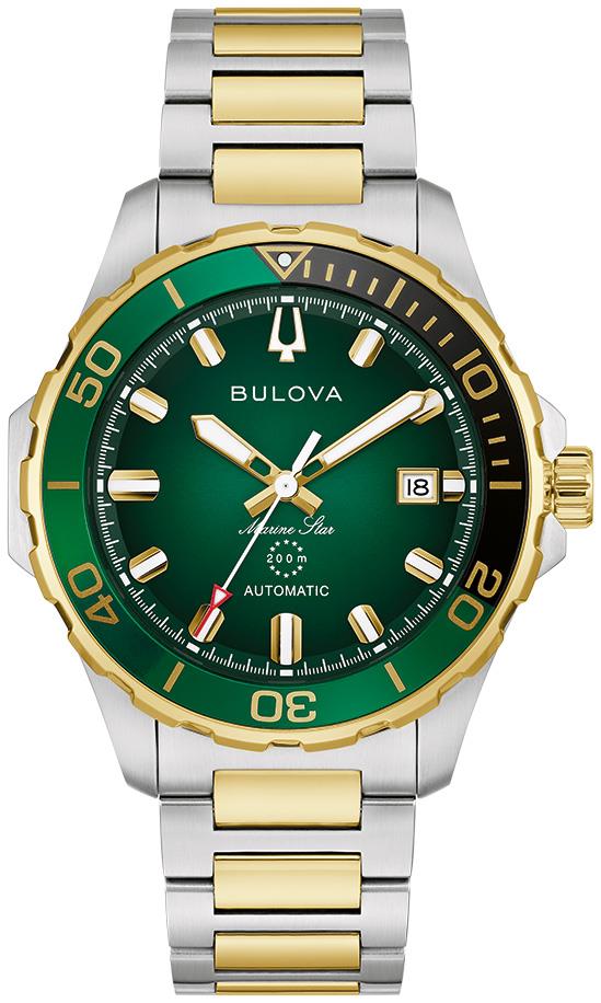 Mens Marine Star Series B Automatic Two-Tone SS Watch Green & Black Dial