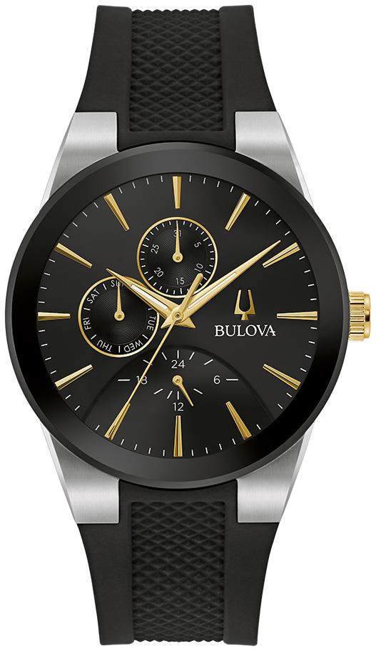 Mens Millennia Multifunction Gold-Tone & Black Silicone Strap Black Dial