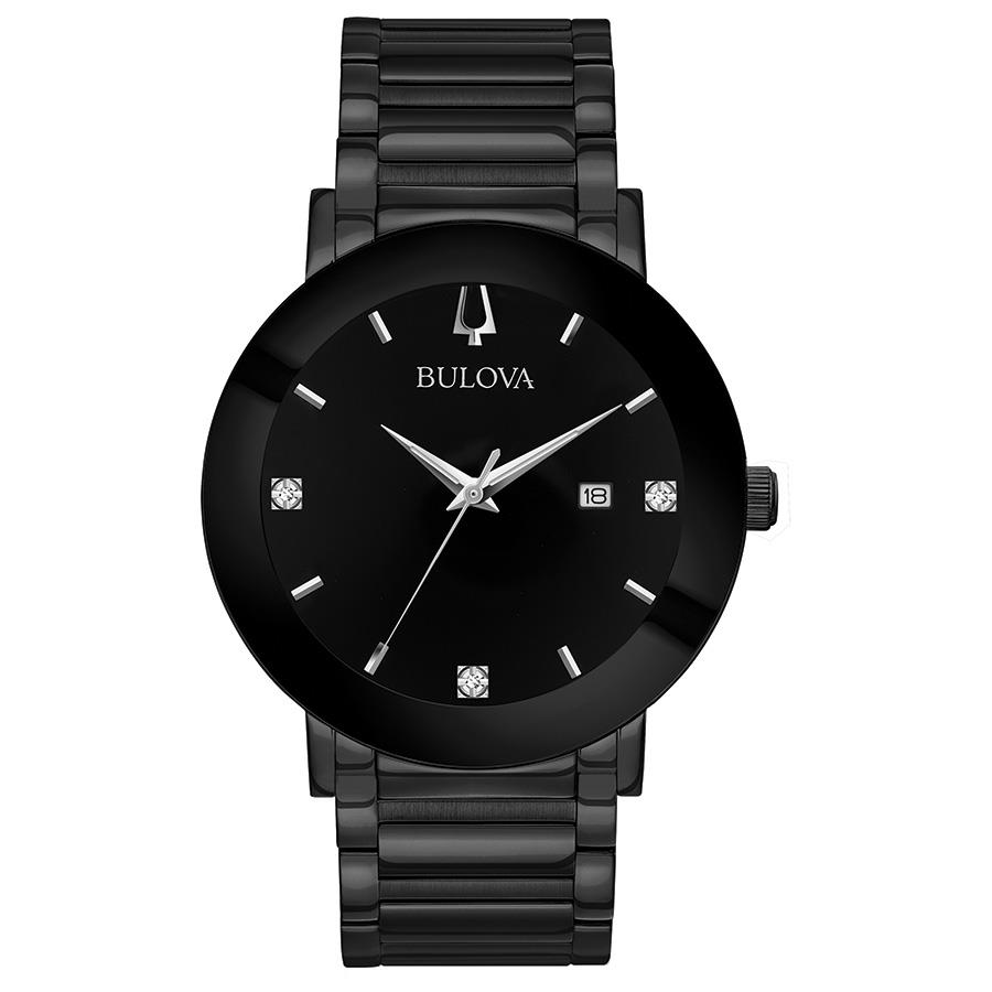 Men's Futuro Diamond Watch, Black SS Bracelet with Black Dial