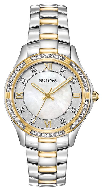 Ladies' Crystal Stainless Steel Bracelet watch, White MOP dial