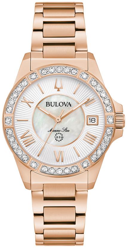 Ladies' Marine Star Series L Diamond Rose Gold-Tone SS Watch, White MOP Dial
