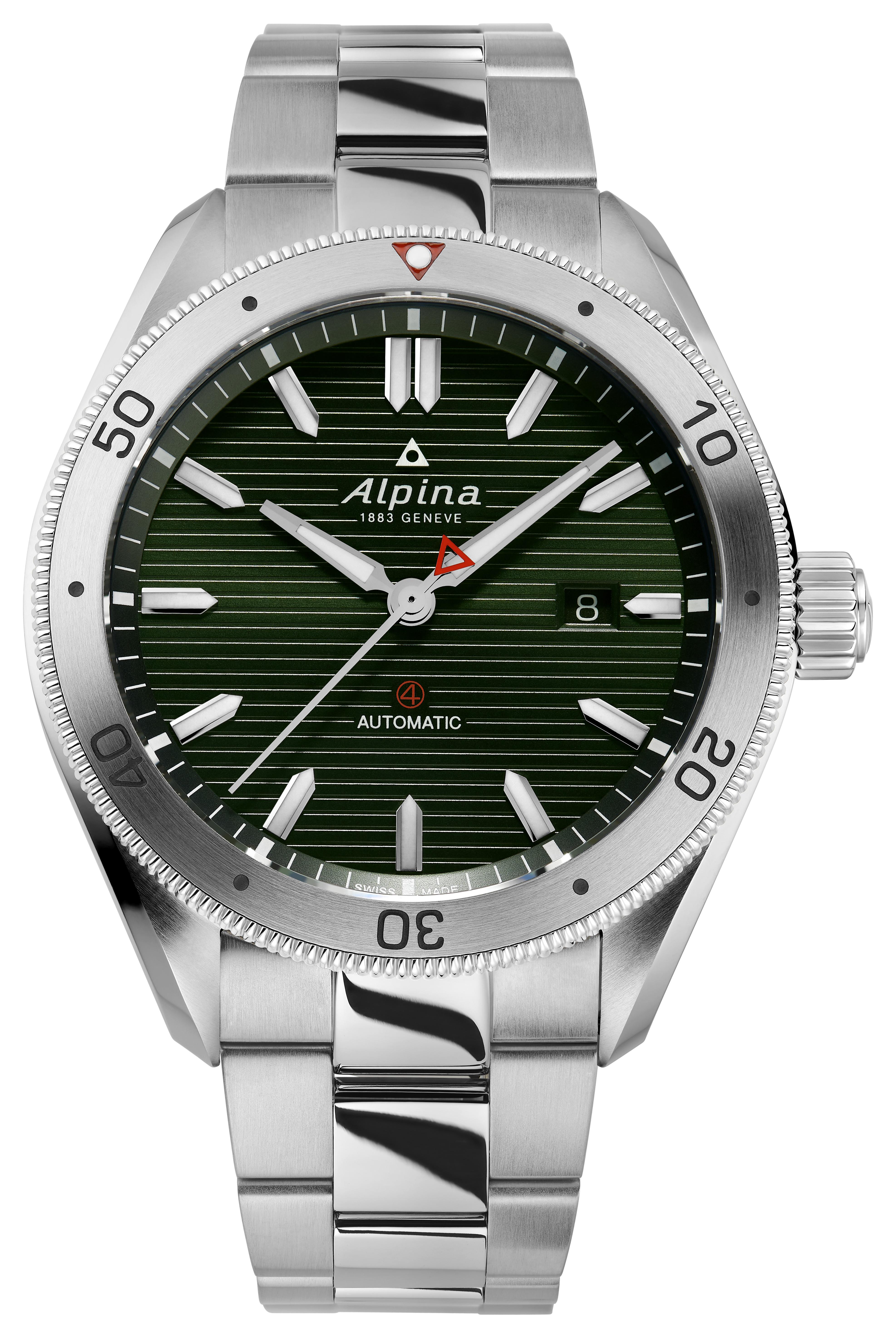 Alpina Mens Automatic Alpiner Stainless Steel Bracelet Watch, Green dial