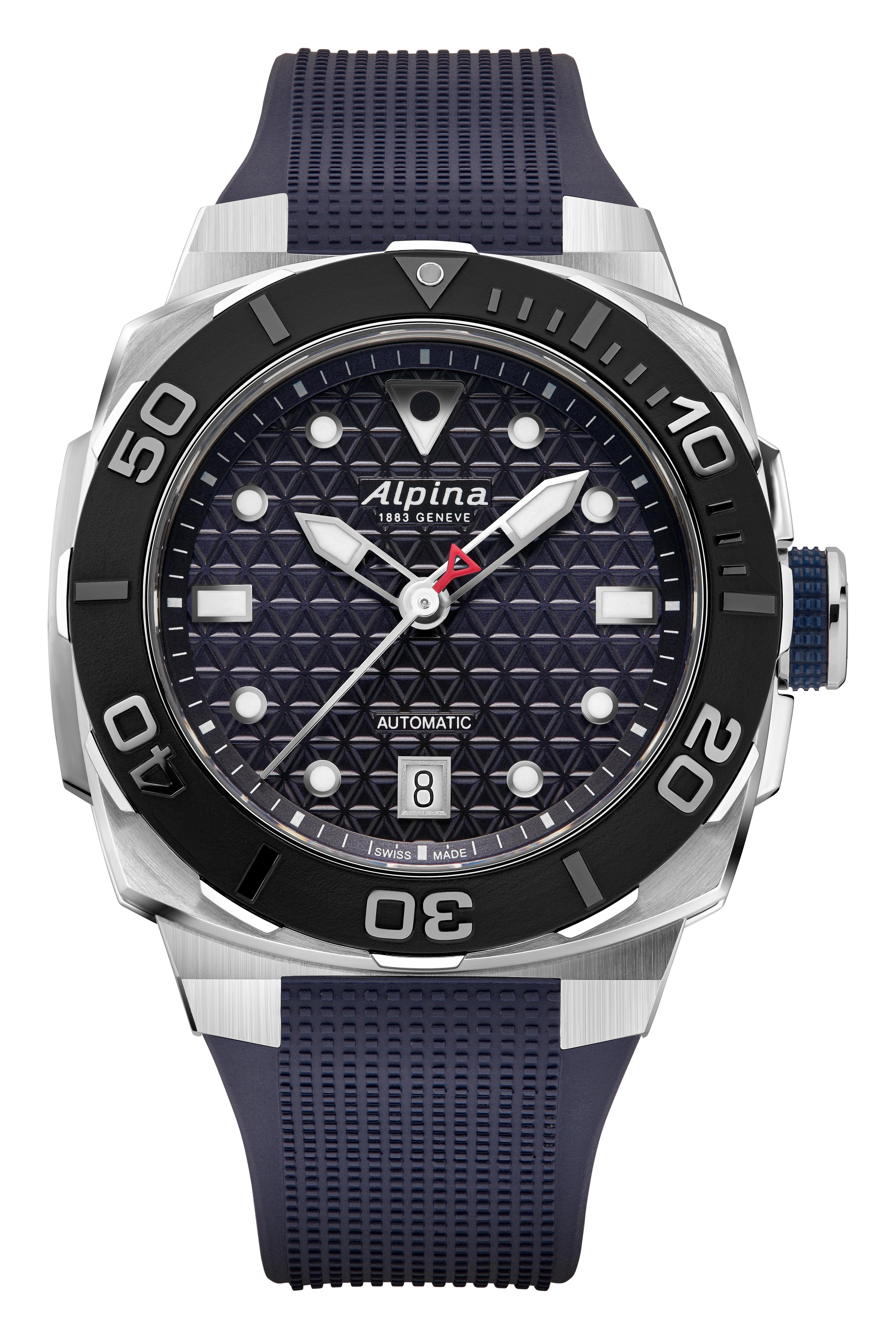 Alpina Men's Seastrong Rubber Strap watch, Blue dial