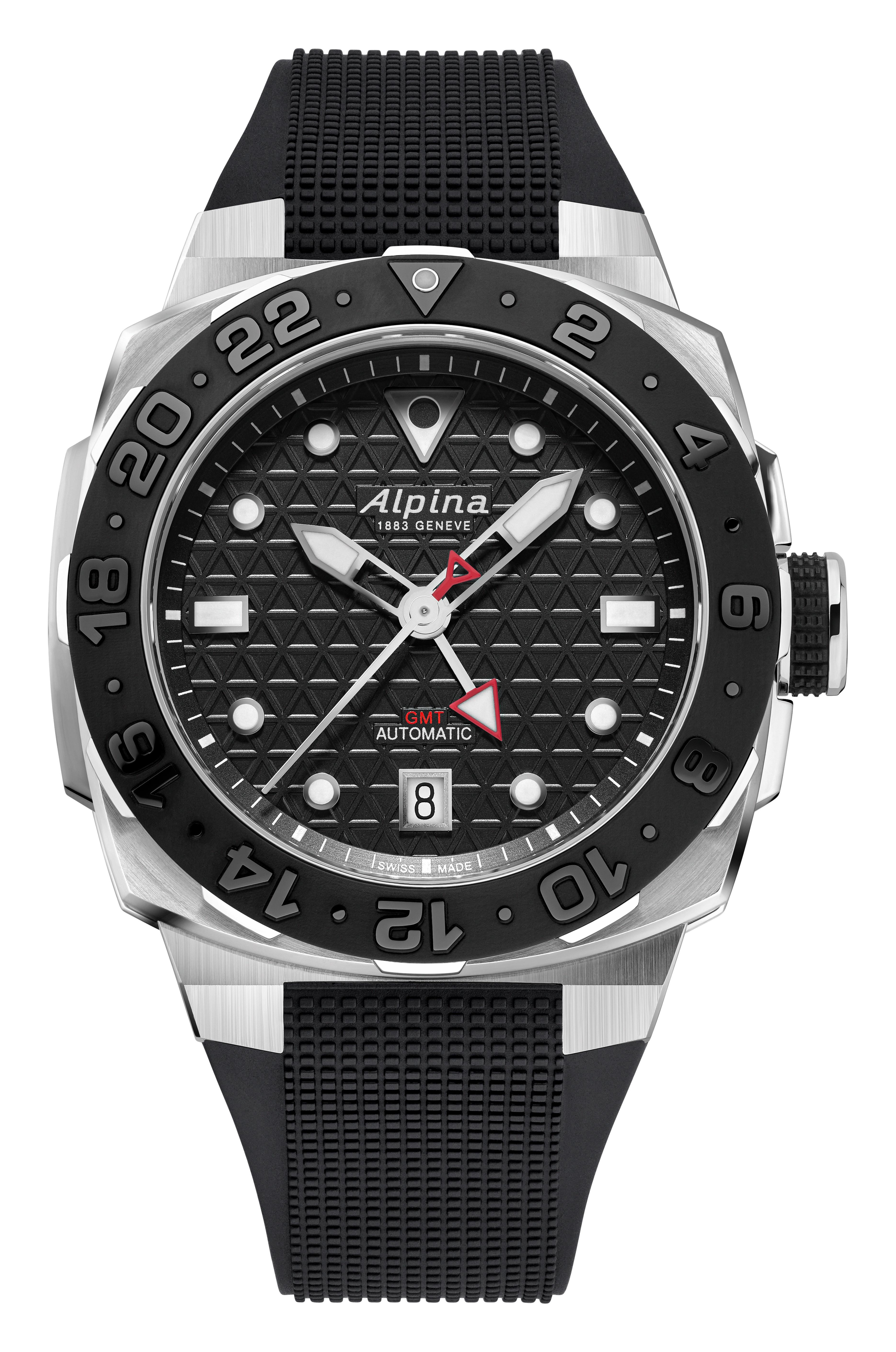 Alpina Men's Seastrong Rubber Strap watch, Black dial
