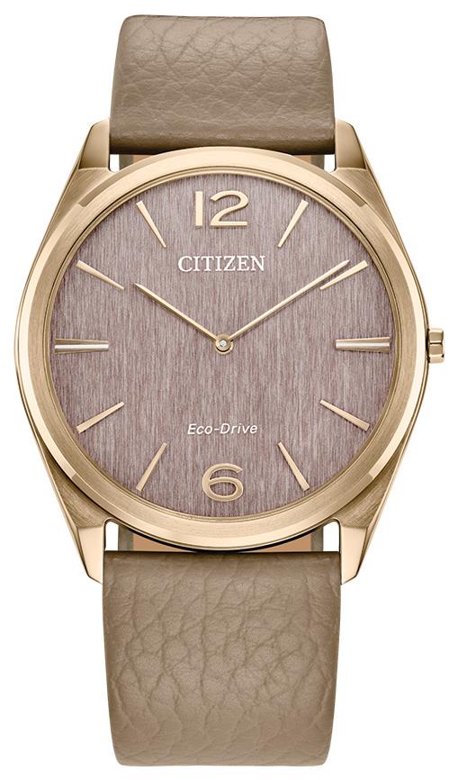 Unisex Classic Eco-Drive Leather Strap watch, Pink dial