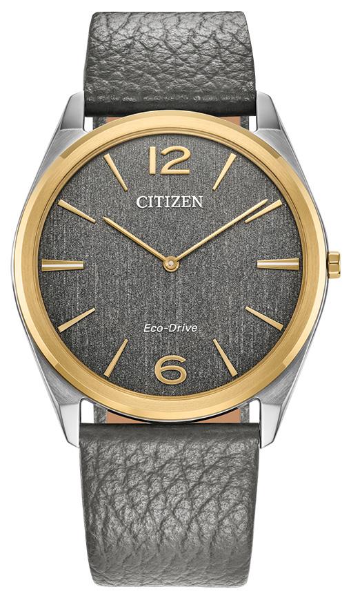 Unisex Classic Eco-Drive Leather Strap watch, Gray dial