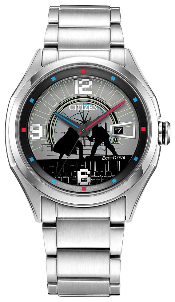 Men's Duel Eco-Drive Silver-Tone Stainless Steel Watch, Black Dial
