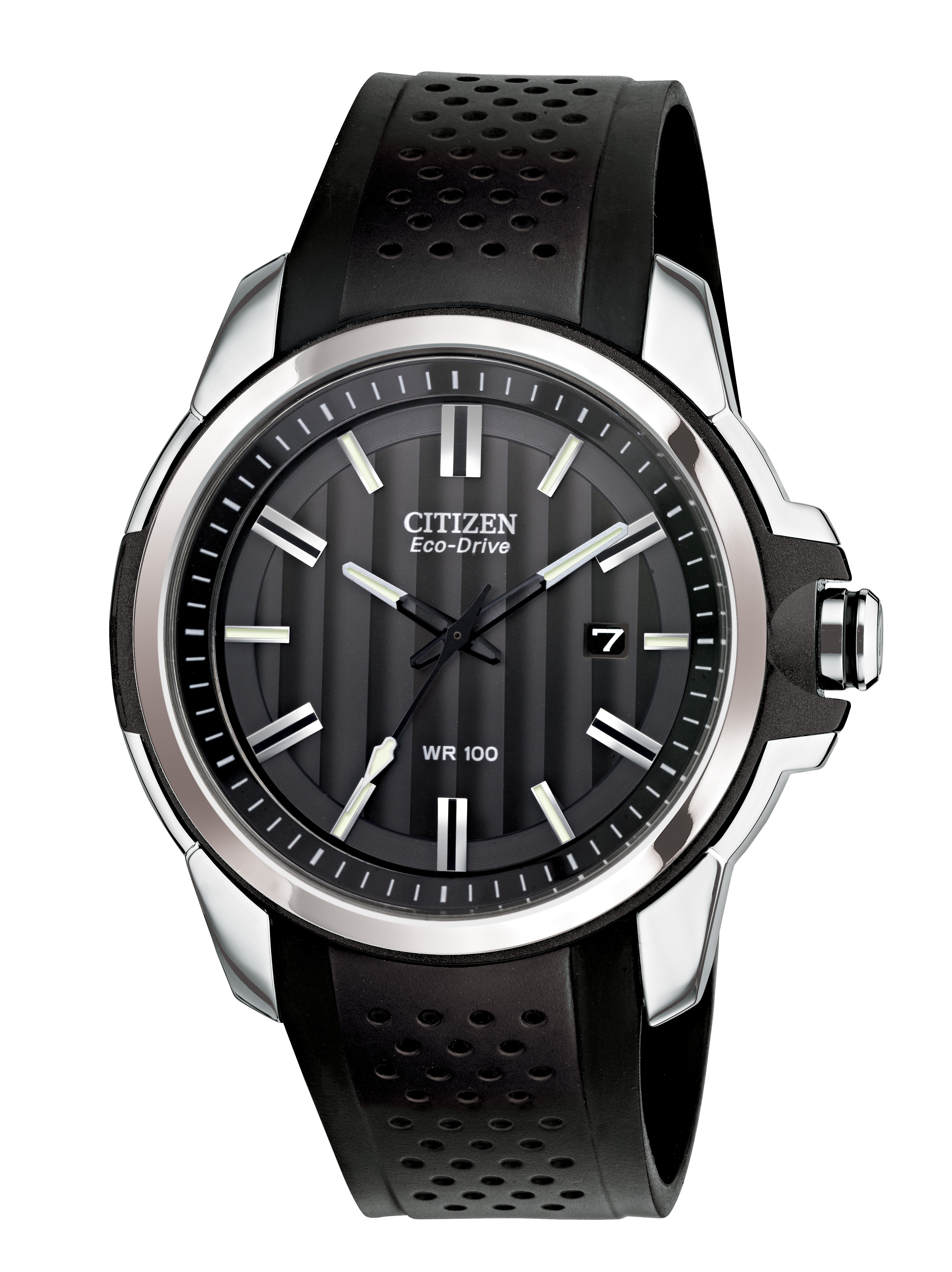 Men's Sport Casual Eco-Drive Polyurethane Strap watch, Black dial
