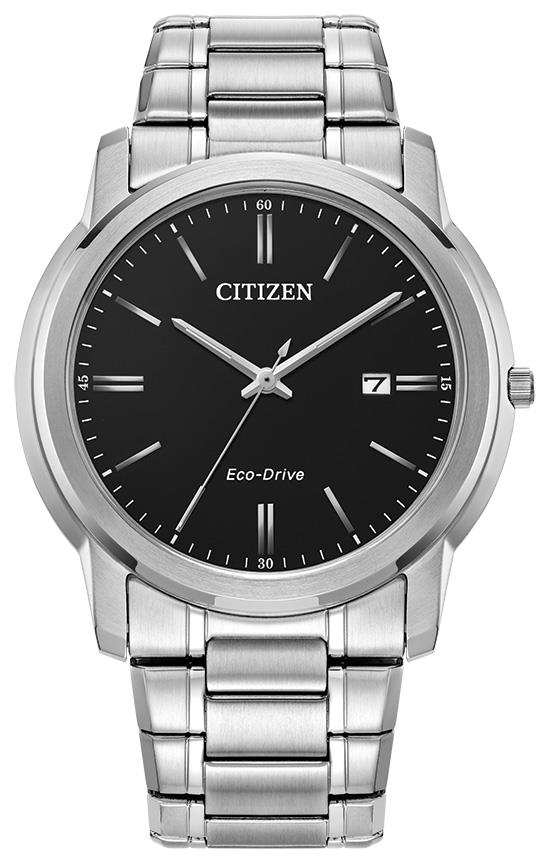 Men's Corporate Exclusive Eco-Drive Silver-Tone Stainless Steel Watch, Black Dial