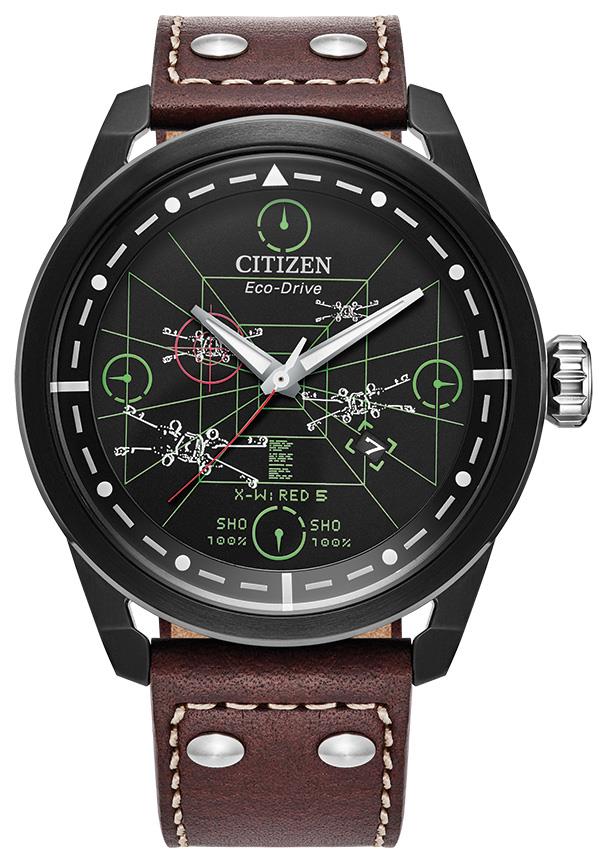 Star Wars Men's Leather Strap watch, Black dial