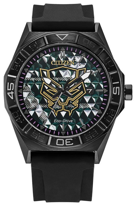 Men's Marvel Black Panther Silicone Strap watch, Black dial