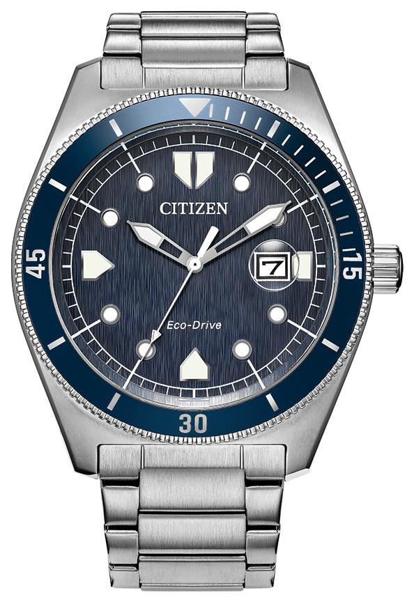 Men's Eco-Drive Terra Force Stainless Steel Bracelet watch, Blue dial