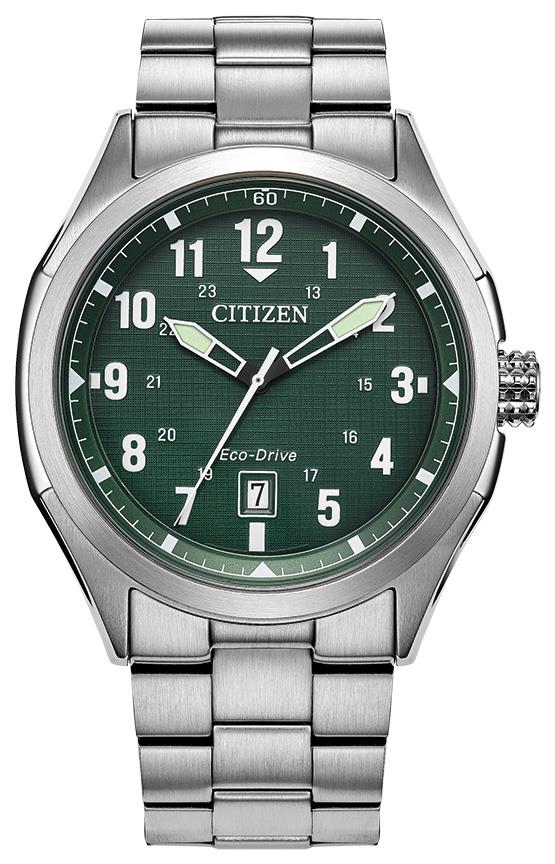 Men's Eco-Drive Terra Force Stainless Steel Bracelet watch, Green dial