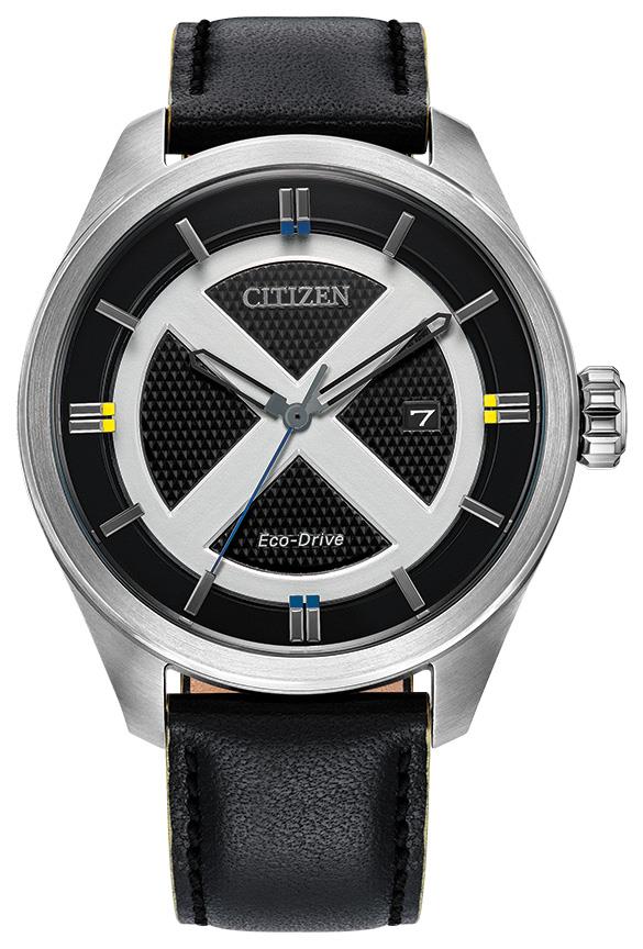 Men's Marvel X-Men Leather Strap watch, Black dial