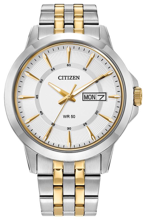 Men's  Quartz Two Tone Stainless Steel watch with silver dial