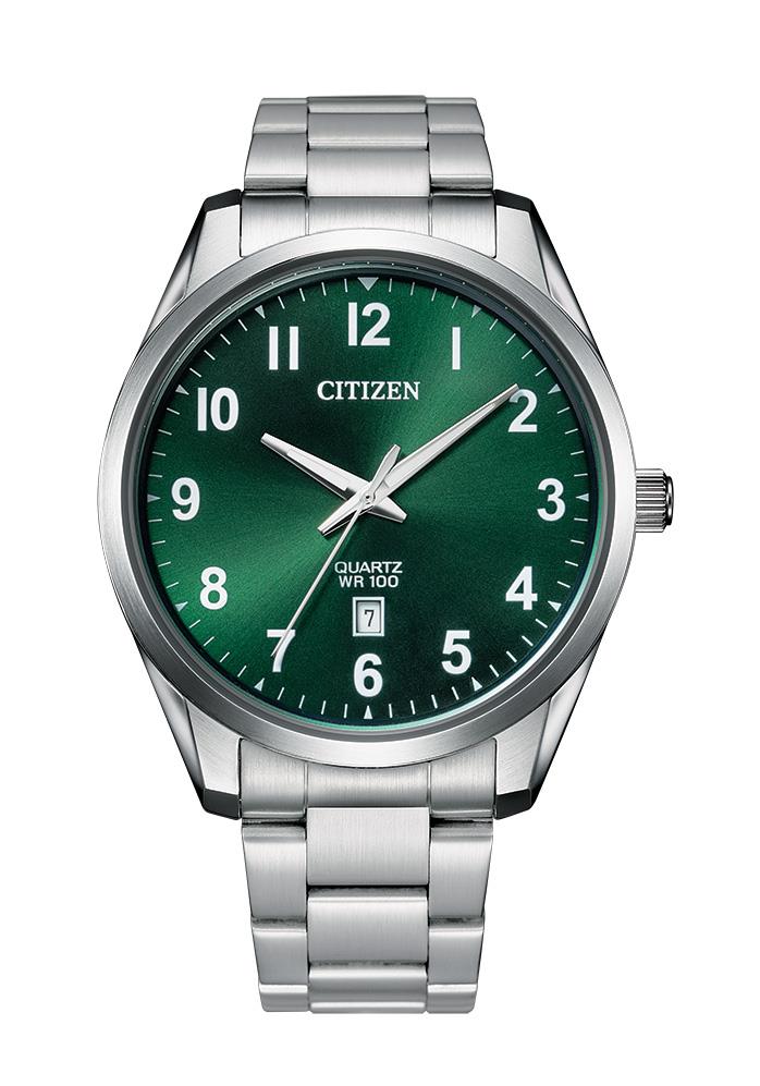 Men's Quartz  Stainless Steel Watch with Green Dial