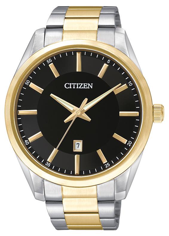 Men's Quartz Watch, Two-tone SS with Black Dial