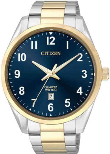 Men's Quartz  Stainless Steel Watch, Tw-tone with Blue Dial