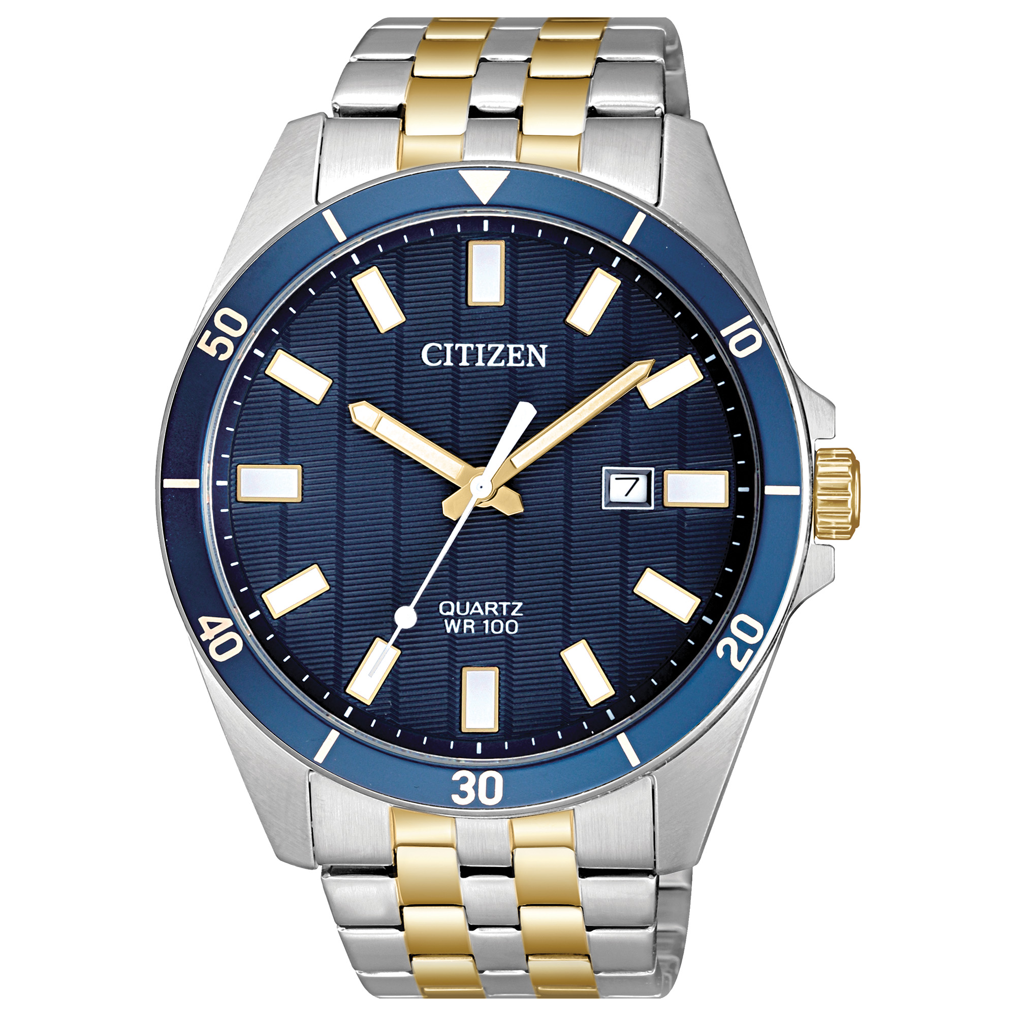 Men's Quartz Watch, Two-tone Stainless Steel with Blue Dial