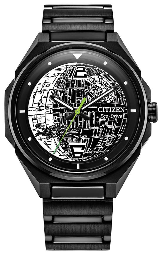 Men's Star Wars Death Star Black Stainless Steel Bracelet, Two-Tone dial