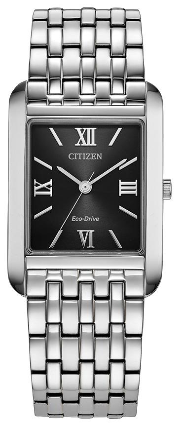 Men's Eco-Drive Classic Stainless Steel Bracelet watch, Black dial