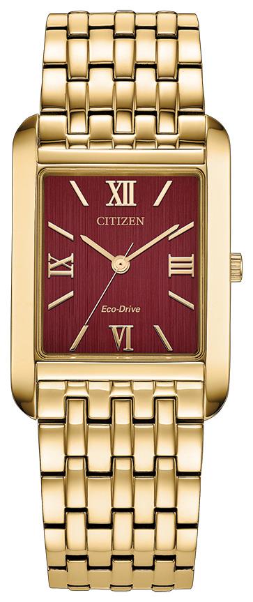 Men's Eco-Drive Classic Stainless Steel Bracelet watch, Red dial