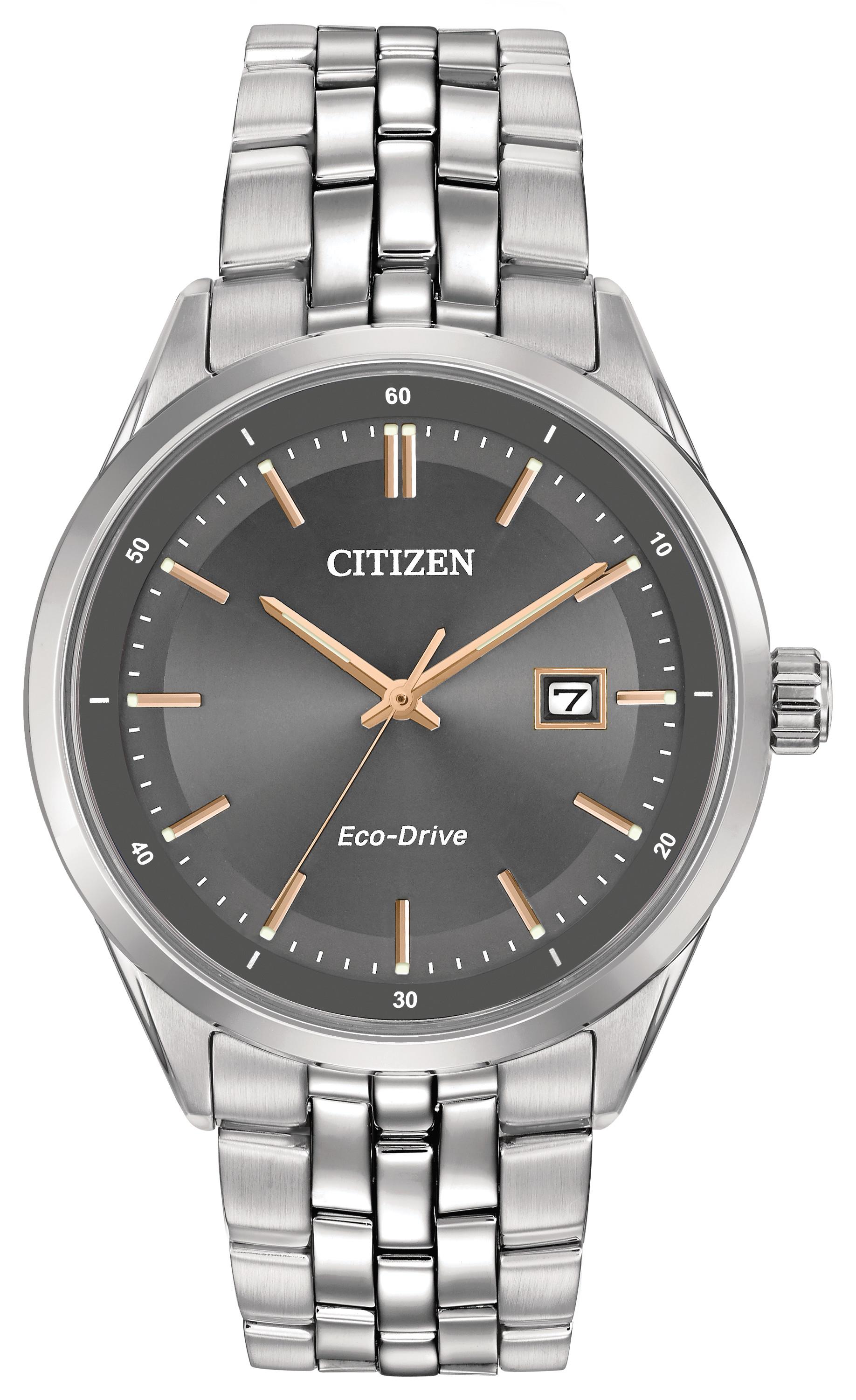 Men's Addysen Eco-Drive Stainless Steel Bracelet watch, Gray dial