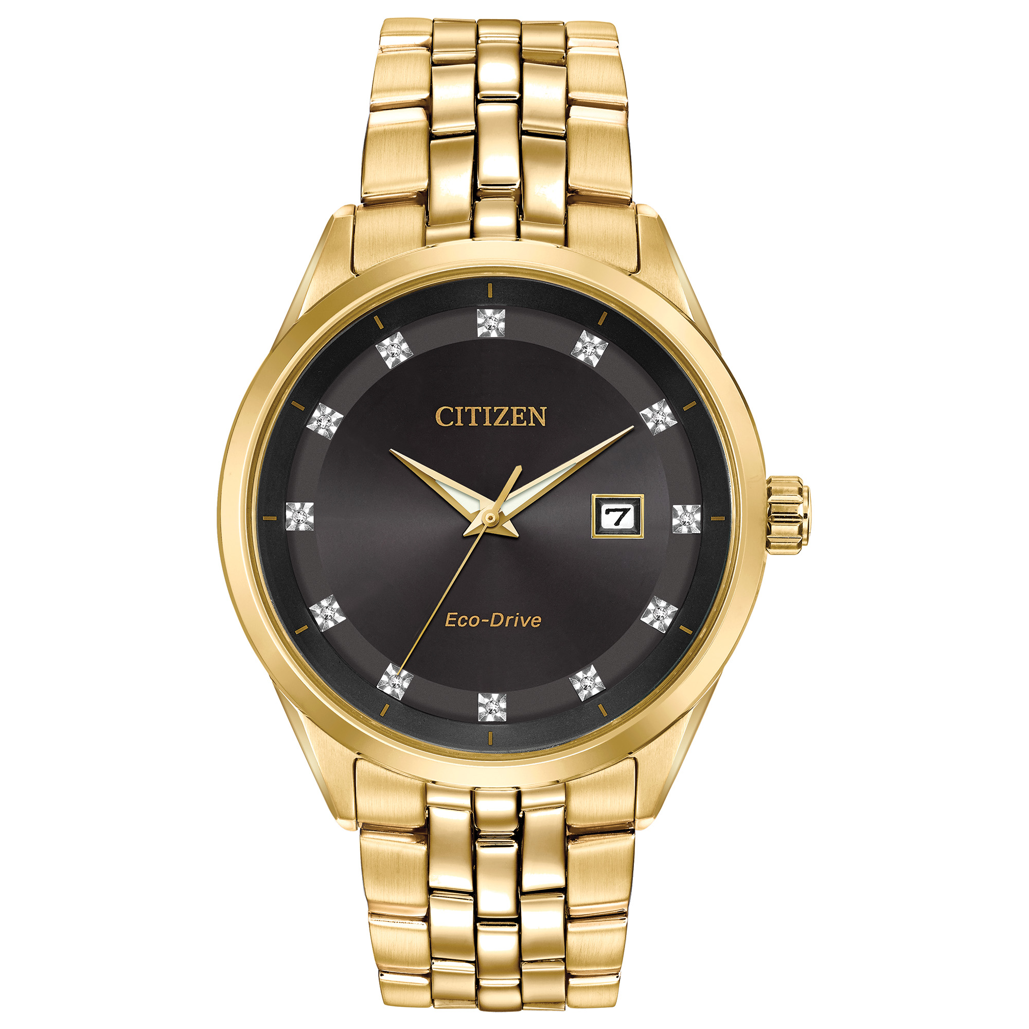 Men's Corso Eco-Drive Gold-Tone Stainless Steel Watch, Black Dial