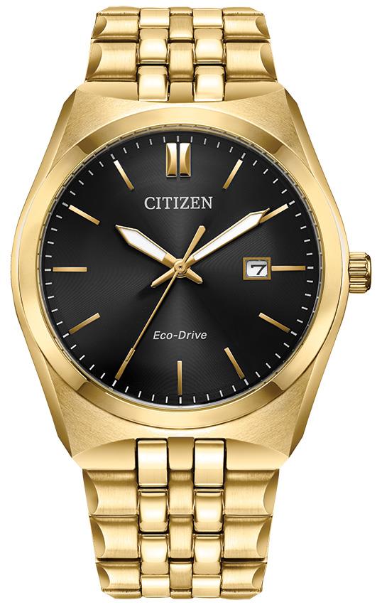 Men's Corso Eco-Drive Gold-Tone Stainless Steel Watch, Black Dial