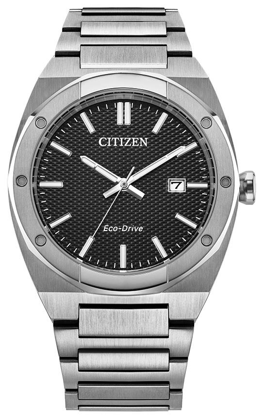 Men's Eco-Drive Sport Luxury Stainless Steel Bracelet watch, Black dial